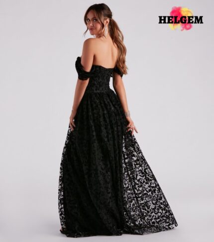 nyra-formal-flocked-velvet-a-line-dress-Helgem