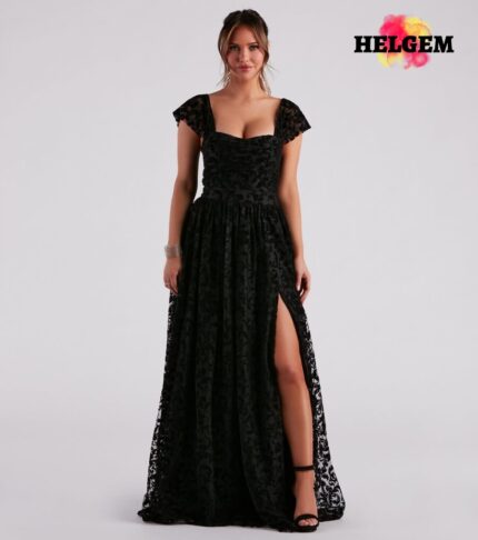 nyra-formal-flocked-velvet-a-line-dress-Helgem